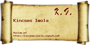 Kincses Imola névjegykártya
